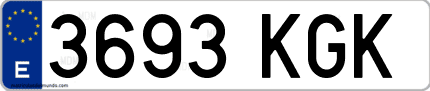 Ejemplo de matrícula de coche ordinaria 3693 KGK