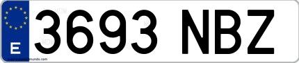 Ejemplo de matrícula española 3693 NBZ