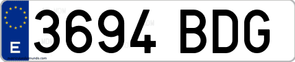 Ejemplo de matrícula de coche ordinaria 3694 BDG