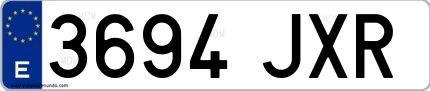 Ejemplo de matrícula española 3694 JXR