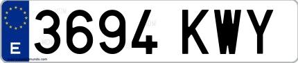 Ejemplo de matrícula española 3694 KWY