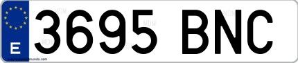Ejemplo de matrícula española 3695 BNC