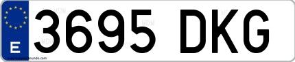 Ejemplo de matrícula española 3695 DKG