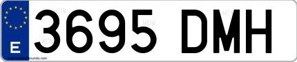 Ejemplo de matrícula española 3695 DMH