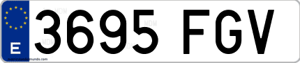 Ejemplo de matrícula de coche ordinaria 3695 FGV