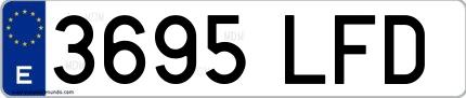 Ejemplo de matrícula española 3695 LFD