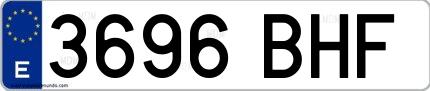 Ejemplo de matrícula española 3696 BHF