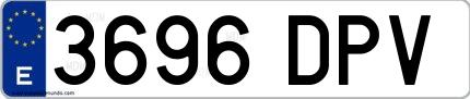 Ejemplo de matrícula española 3696 DPV