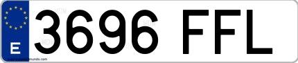 Ejemplo de matrícula española 3696 FFL