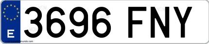 Ejemplo de matrícula española 3696 FNY