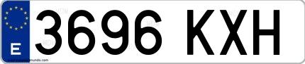 Ejemplo de matrícula española 3696 KXH