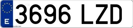 Ejemplo de matrícula española 3696 LZD