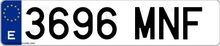 Ejemplo de matrícula española 3696 MNF