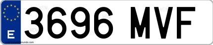 Ejemplo de matrícula española 3696 MVF