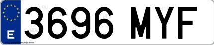 Ejemplo de matrícula española 3696 MYF