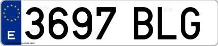 Ejemplo de matrícula de coche ordinaria 3697 BLG
