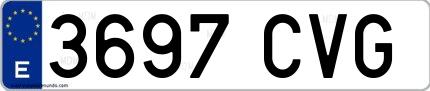 Ejemplo de matrícula española 3697 CVG