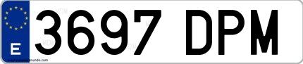 Ejemplo de matrícula española 3697 DPM
