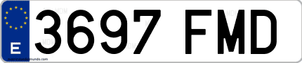 Ejemplo de matrícula de coche ordinaria 3697 FMD