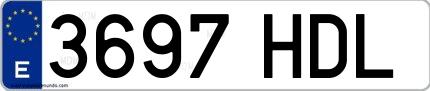 Ejemplo de matrícula española 3697 HDL