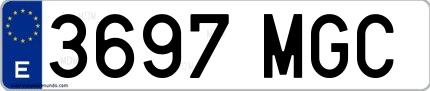 Ejemplo de matrícula española 3697 MGC