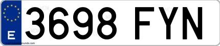 Ejemplo de matrícula española 3698 FYN