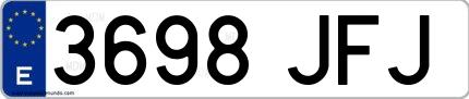 Ejemplo de matrícula española 3698 JFJ
