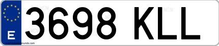 Ejemplo de matrícula española 3698 KLL