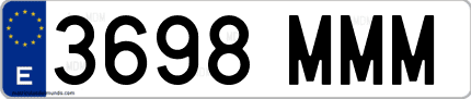 Ejemplo de matrícula de coche ordinaria 3698 MMM