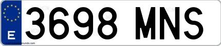 Ejemplo de matrícula española 3698 MNS