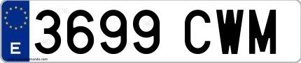 Ejemplo de matrícula española 3699 CWM