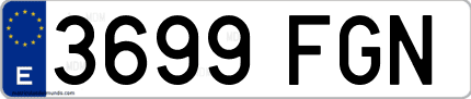 Ejemplo de matrícula de coche ordinaria 3699 FGN