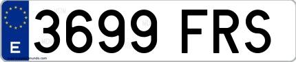 Ejemplo de matrícula española 3699 FRS