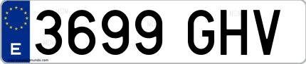 Ejemplo de matrícula española 3699 GHV