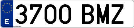 Ejemplo de matrícula de coche ordinaria 3700 BMZ