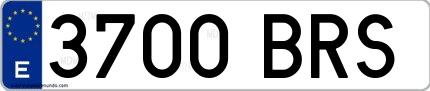 Ejemplo de matrícula española 3700 BRS