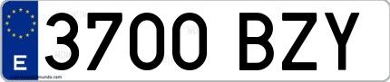 Ejemplo de matrícula española 3700 BZY