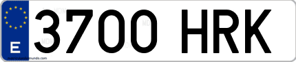 Ejemplo de matrícula de coche ordinaria 3700 HRK