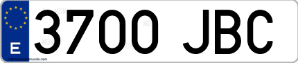 Ejemplo de matrícula de coche ordinaria 3700 JBC