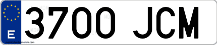 Ejemplo de matrícula de coche ordinaria 3700 JCM