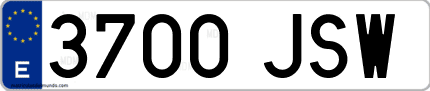 Ejemplo de matrícula de coche ordinaria 3700 JSW