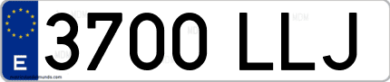 Ejemplo de matrícula de coche ordinaria 3700 LLJ