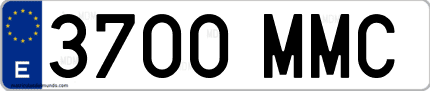 Ejemplo de matrícula de coche ordinaria 3700 MMC