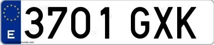 Ejemplo de matrícula española 3701 GXK
