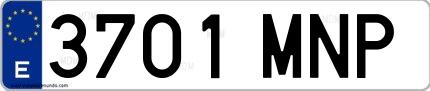 Ejemplo de matrícula de coche ordinaria 3701 MNP