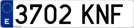 Ejemplo de matrícula española 3702 KNF