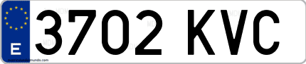 Ejemplo de matrícula de coche ordinaria 3702 KVC