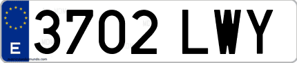 Ejemplo de matrícula de coche ordinaria 3702 LWY