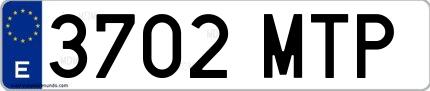 Ejemplo de matrícula española 3702 MTP