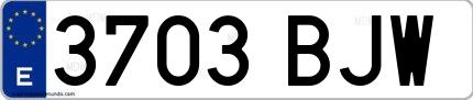 Ejemplo de matrícula española 3703 BJW